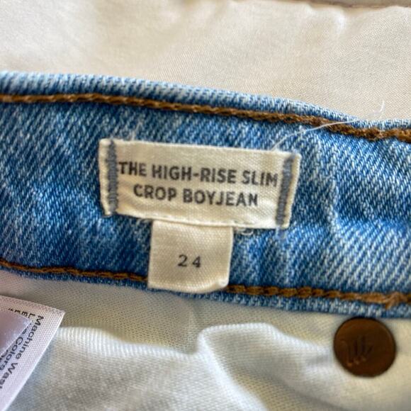 MADEWELL The High-Rise Slim Crop Boyjean Dumas Wash Ripped Edition Size 24 - Picture 7 of 12